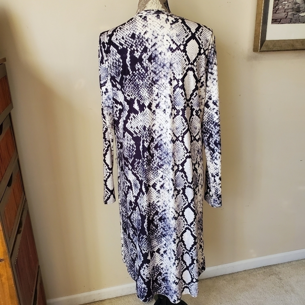 Snake print long duster jacket sz. M - Picture 3 of 9
